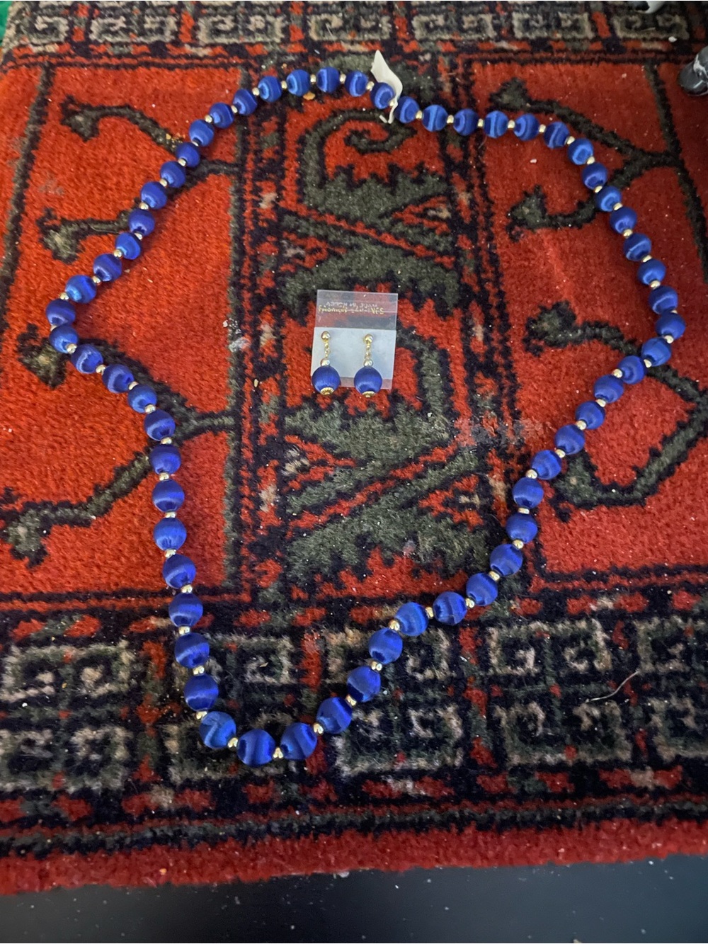 Beautiful Vintage Blue Silk Wrapped Necklace